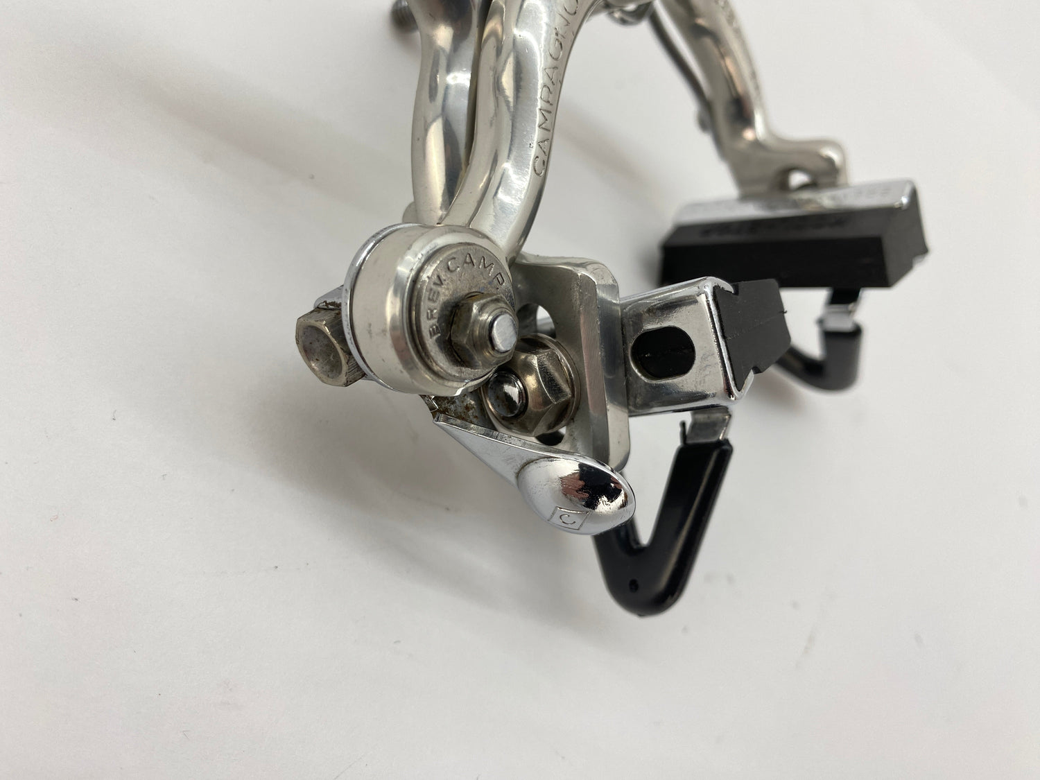 close up of the rear brake cable clamp