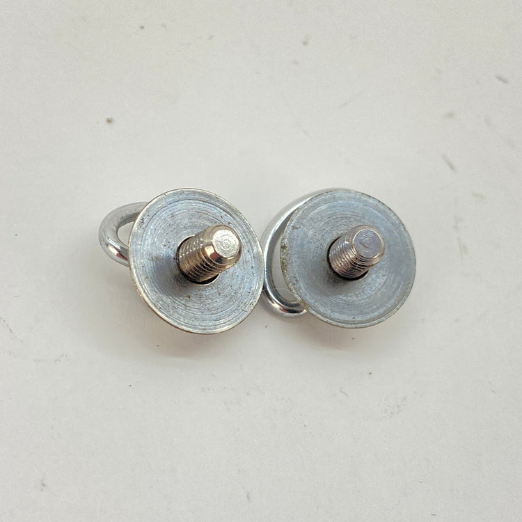 underside view of the d ring bolts, washers
