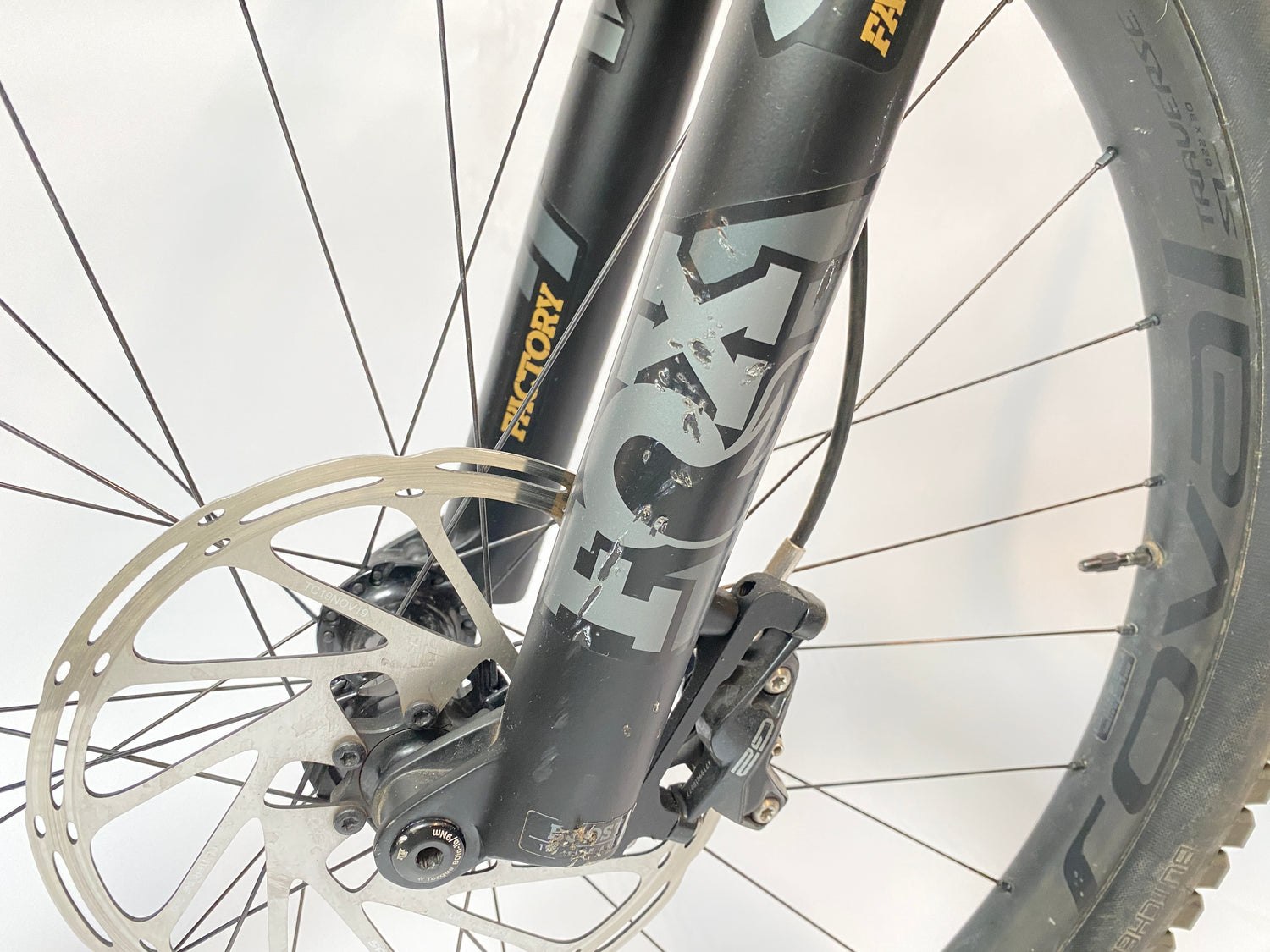 scratches on the left fork leg