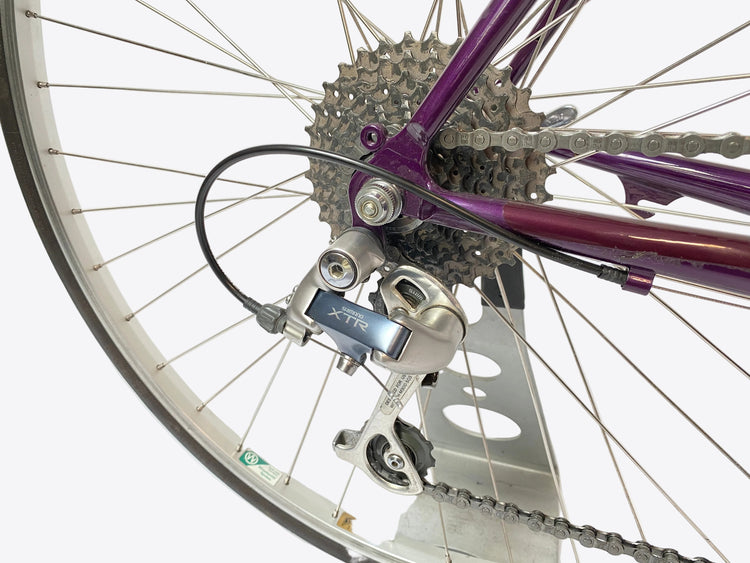 close up of rear derailleur and cassette