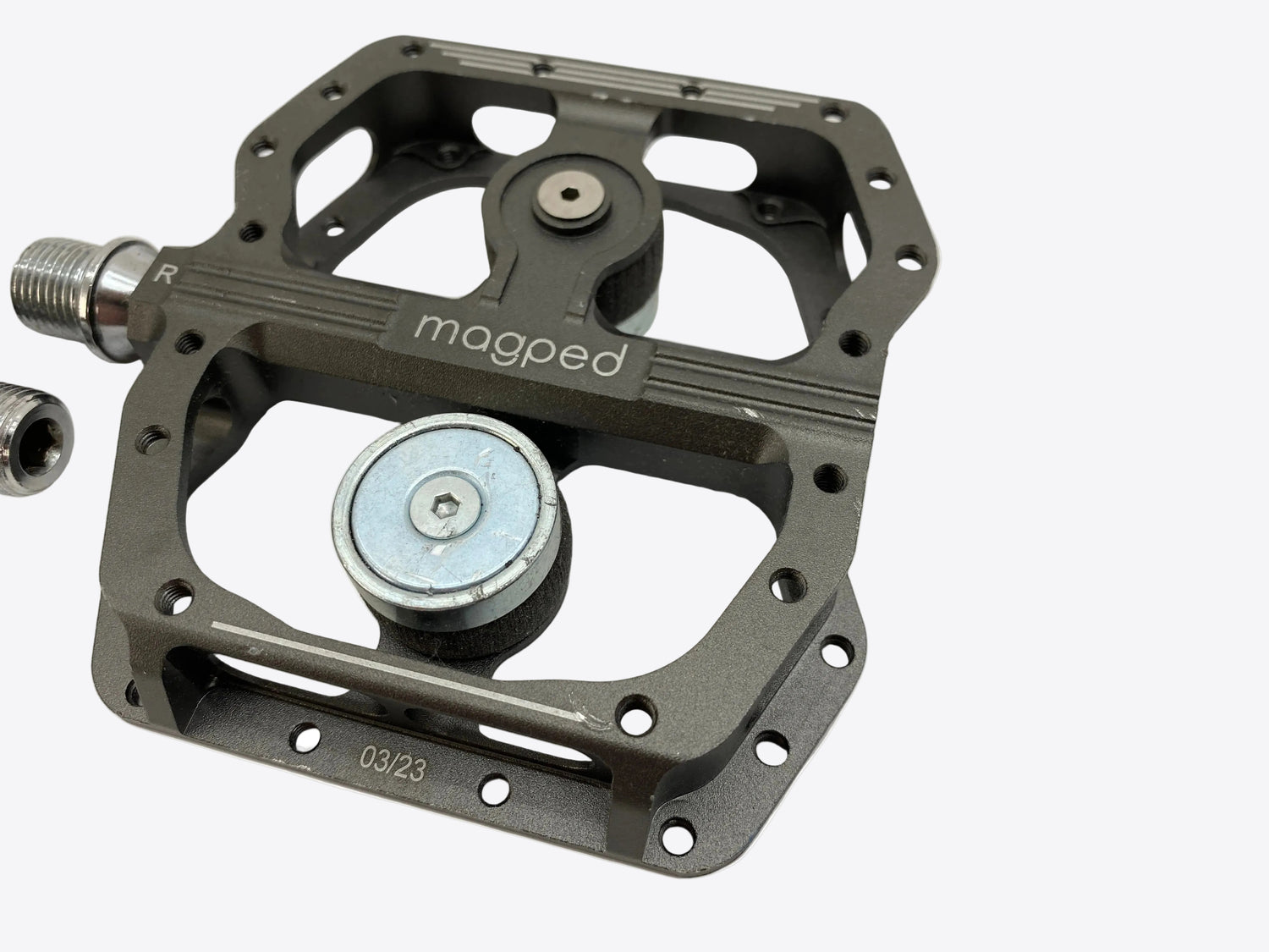 close up of the right pedal