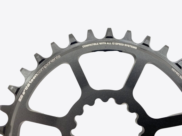 close up of the chainring teeth