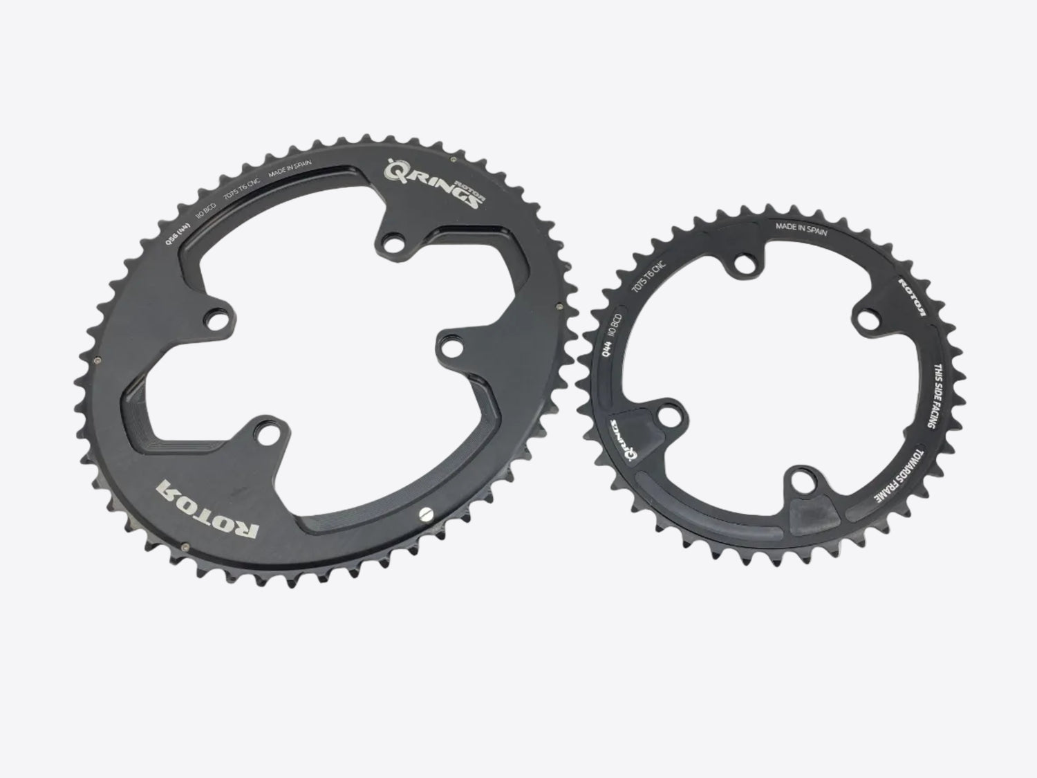 front view of the chainrings