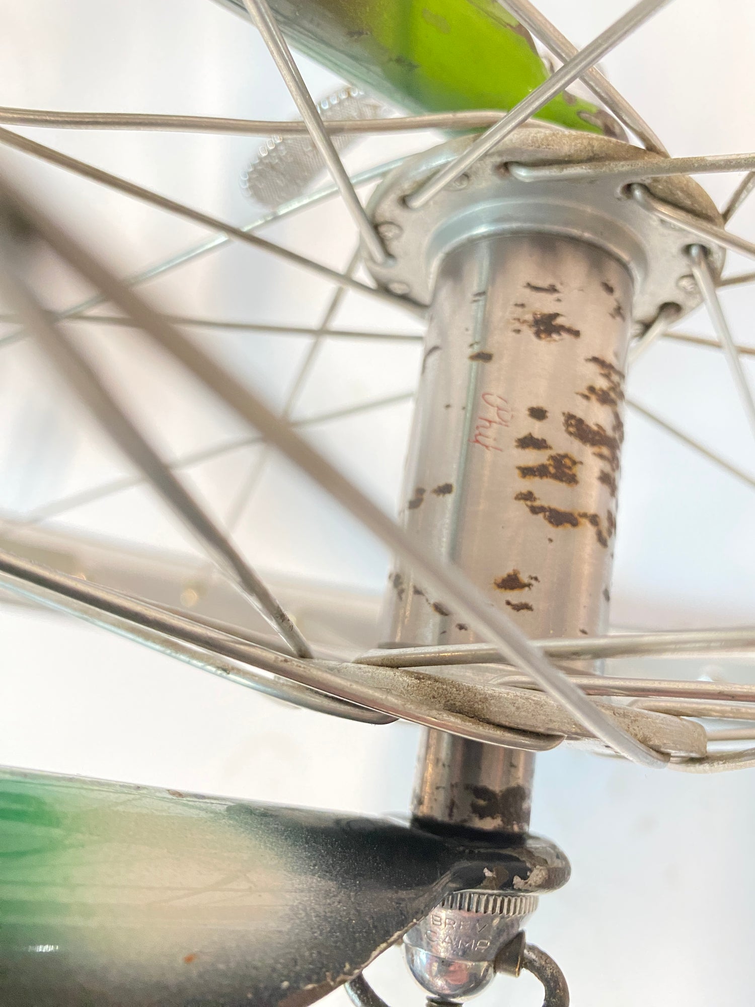 close up of the front hub
