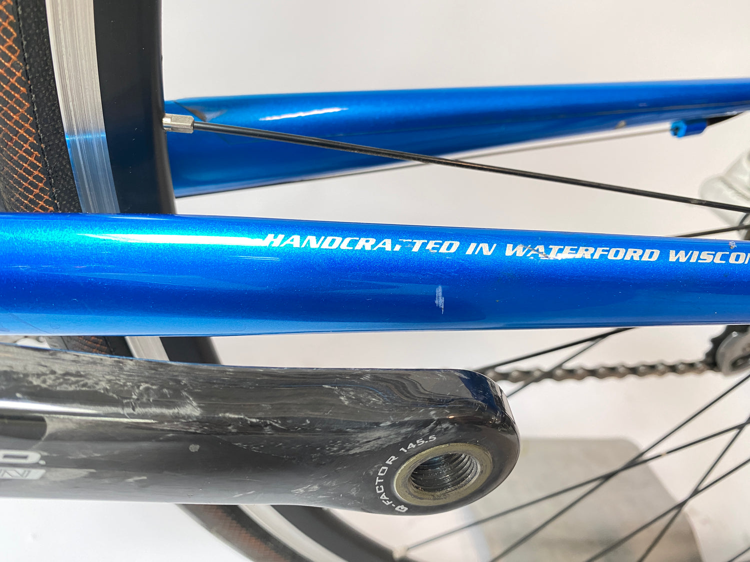 scratch on the left chain stay