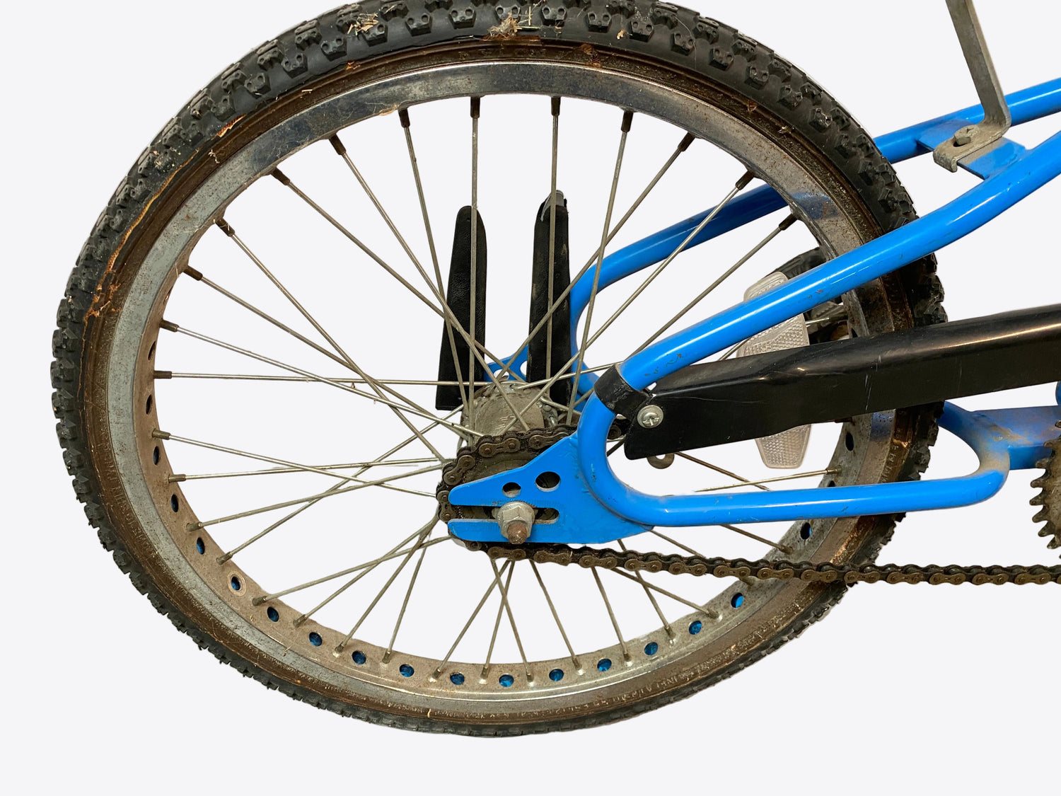 close up of the rear wheel