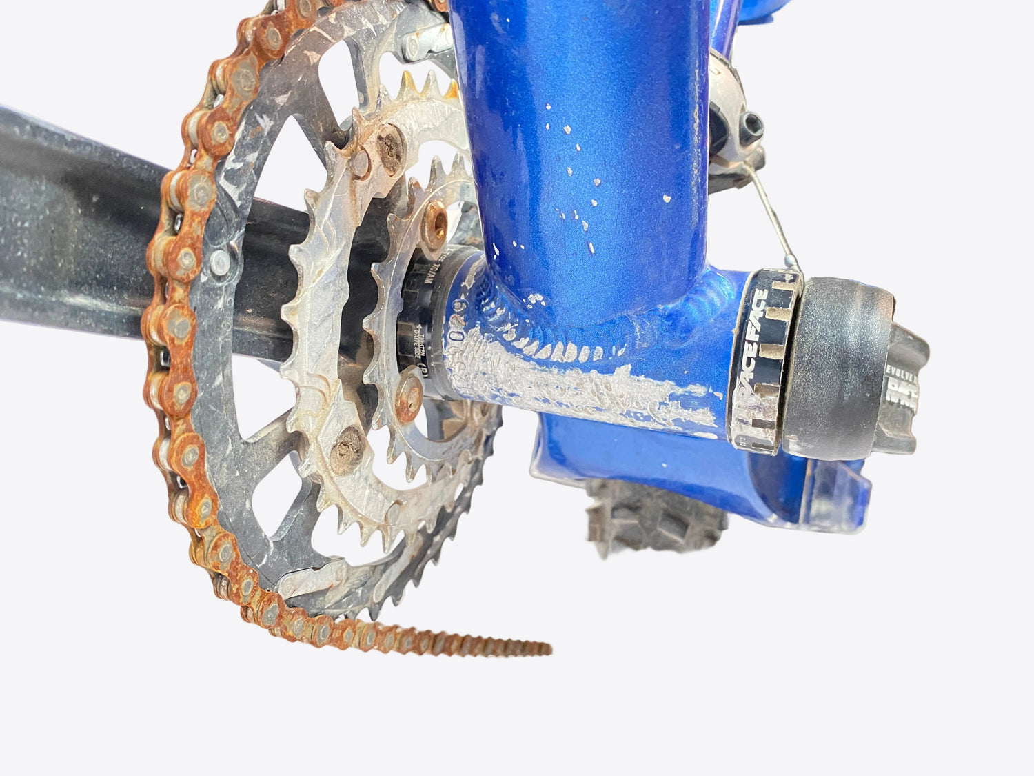 close up of the bottom bracket