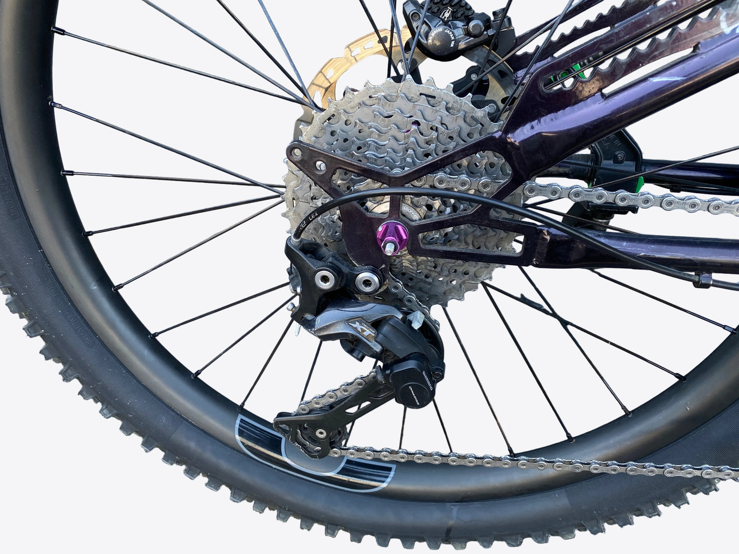 close up of the derailleur
