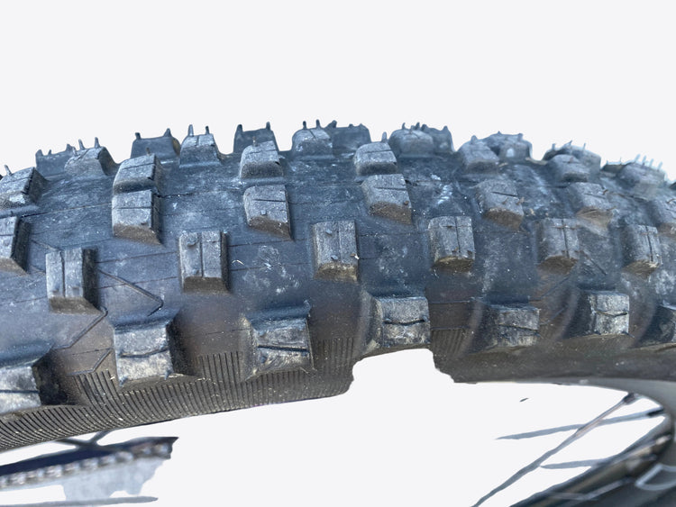 close up of the tire tread