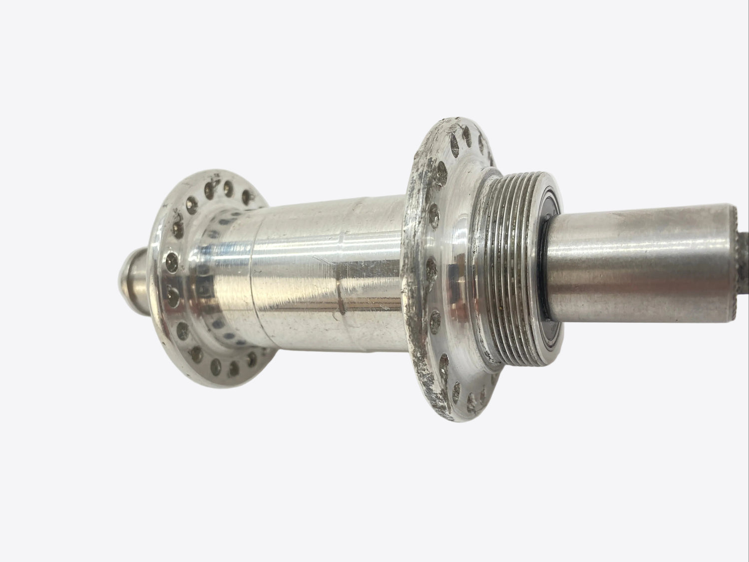 view of scratches on the right rear hub flange