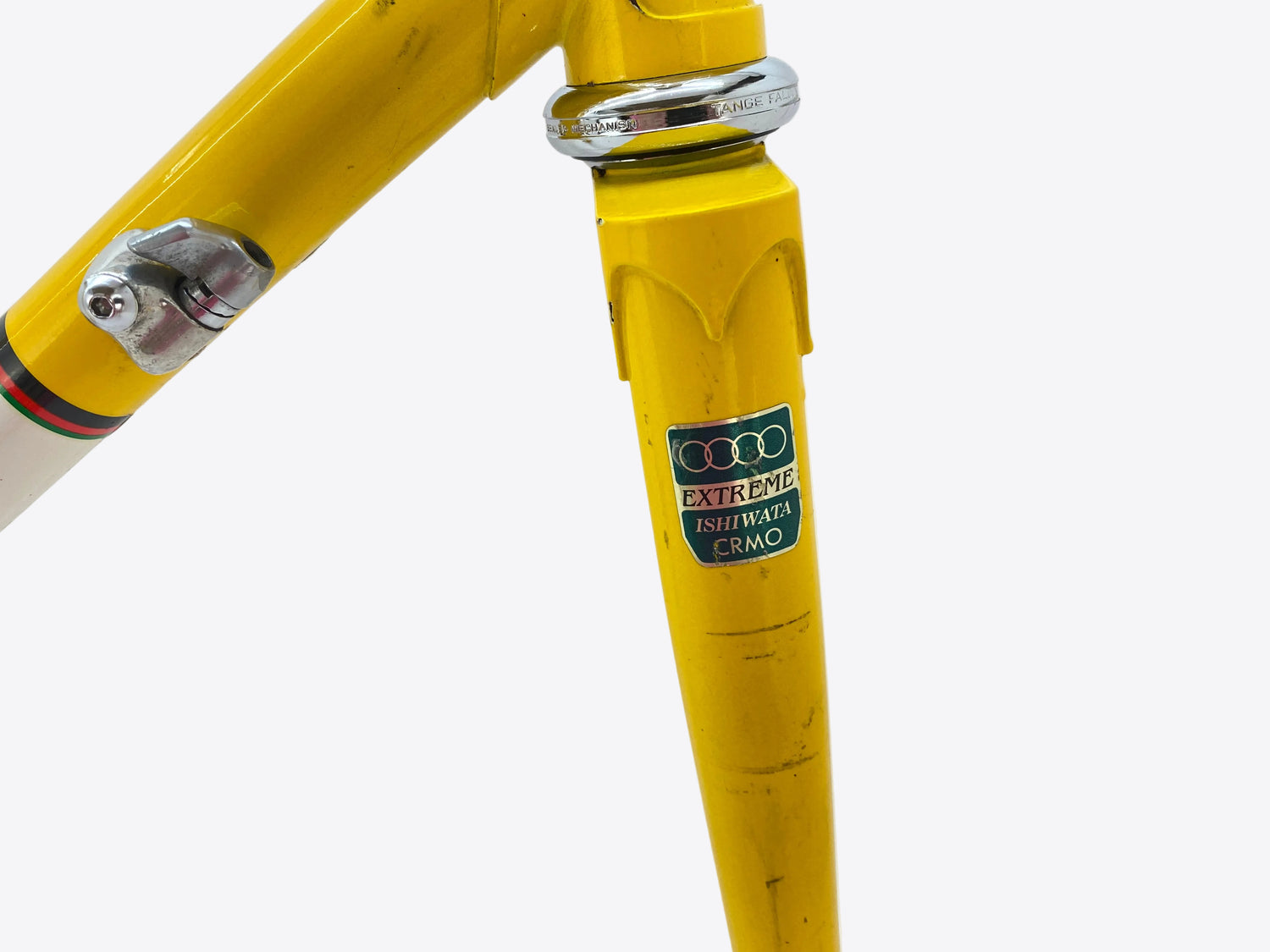 close up of the fork tubing label