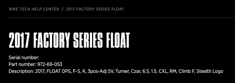 Fox Shox Float DPS Factory Rear Shock 6.5 x 1.5 - 2017
